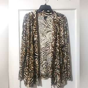Sophisticated Animal Print Open Jacket, Additions by Chico's, Size 3